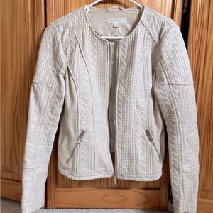 XS white/cream Leather Jacket with pockets - New York & Company